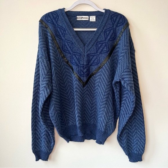 Vintage Other - Vintage Urban Works Chevron Leather Trim Sweater